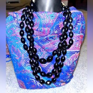 Antique, Black, French Jet 
Inspired Black multi stranded necklace